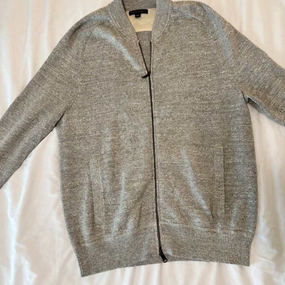 Banana Republic Grey Zipper Cardigan Cotton High Neck Size L